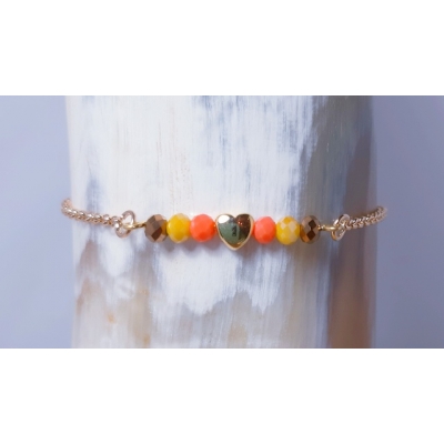 jasseron armbandje oranje/ goud hartje jasseron armbandje oranje/ goud hartje